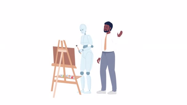 Animerad Målning Generator App Artificiell Intelligens Artist Och Klient Platta — Stockvideo