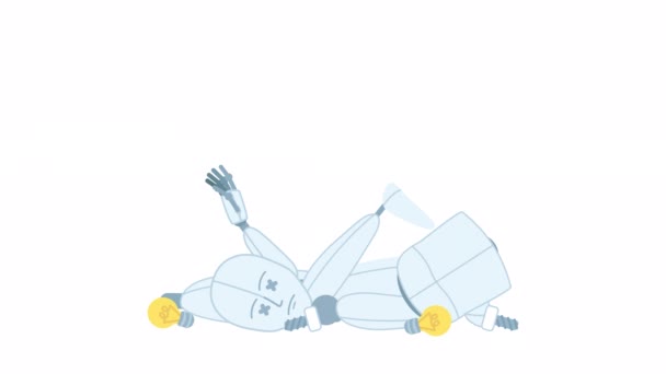 Animierter Pannen Roboter 404 Fehler Qualitätsfragen Leeres Videomaterial Mit Alpha — Stockvideo