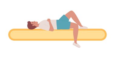 Şekerleme yapan adam yarı düz renk vektör karakteri yüklüyor. İndirme işlemi için düzenlenebilir yükleyici beyaz üzerine yükleme işlemi. Web grafik tasarımı ve animasyonu için basit çizgi film tarzı benek çizimi