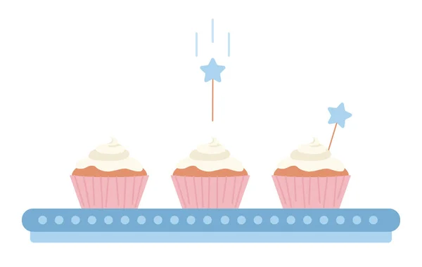 Dekorieren Von Cupcakes Halb Flache Farbvektorobjekte Editierbares Symbol Frosted Desserts — Stockvektor