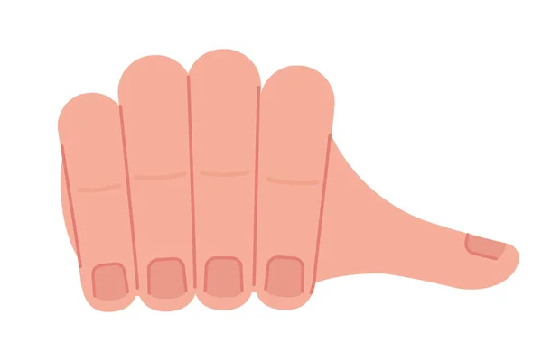 手指拍击半扁平的彩色矢量手势 可编辑的姿势 人体的一部分是白色的 紧张等待的表情卡通风格图片 用于网页平面设计 — 图库矢量图片