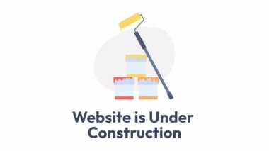 İnşaat yükleyicisi altında canlandırılmış. Bakım. 4K video görüntüsü. Web tasarımı, sosyal medya için alfa kanal şeffaflığı ile renk izole yükleme bekleme süreci göstergesi