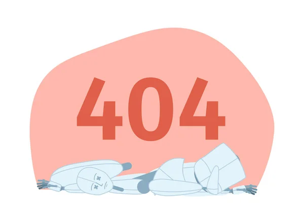 Defective Broken Robot Vector Empty State Illustration Editable 404 Found — Stock Vector
