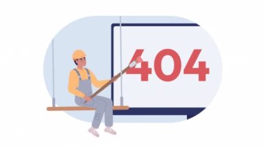 Animasyon 404 hatası. İnternet sitesi sorunu. Alfa kanalı şeffaflığı olan boş 4K video görüntüleri. Flaş mesaj. Kırık bağlantı ve web tasarımı için renk canlandırması yüklenemedi