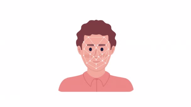 Animasyon Yüz Hatları Taraması Bilgisayar Görüşü Aynı Insan Yüzü Çizgi — Stok video