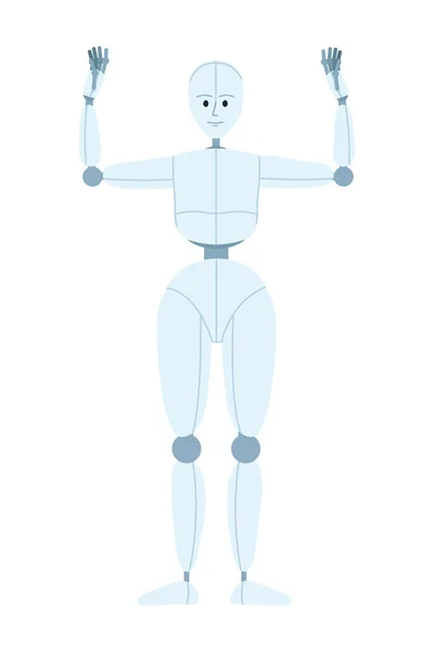 Personaggio Vettoriale Colori Semi Piatto Con Prestazioni Robotiche Umanoidi Movimento — Vettoriale Stock