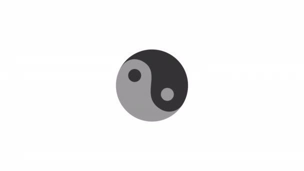 Animowany Ładowacz Symboli Yin Yang Przeciwieństwo Energii Prosta Czarno Biała — Wideo stockowe