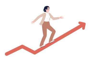 İş yerindeki düz konsept vektör nokta illüstrasyonunda kişisel gelişimin hızlandırılması. Web tasarımı için düzenlenebilir 2D çizgi film karakteri. Web sitesi ve mobil uygulama için geliştirme yeteneği yaratıcı fikir