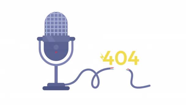 Анимационная Ошибка Отключенного Микрофона 404 Устройство Коротким Замыканием Пустой Видеоматериал — стоковое видео