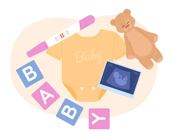 Baby Ultraschall Ankündigung Flache Konzept Vektor Spot Illustration Editierbare Cartoon — Stockvektor