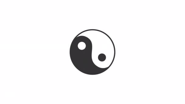 Geanimeerde Yinyang Harmonielader Chinees Taoïsme Eenvoudig Zwart Wit Laad Icoon — Stockvideo