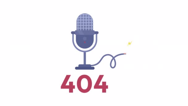 Ошибка Работе Анимированного Микрофона 404 Микрофон Сломанным Проводом Пустой Видеоматериал — стоковое видео