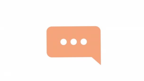 Animated Orange Conversation Bubble Online Communication Message App Flat Cartoon — Stock Video