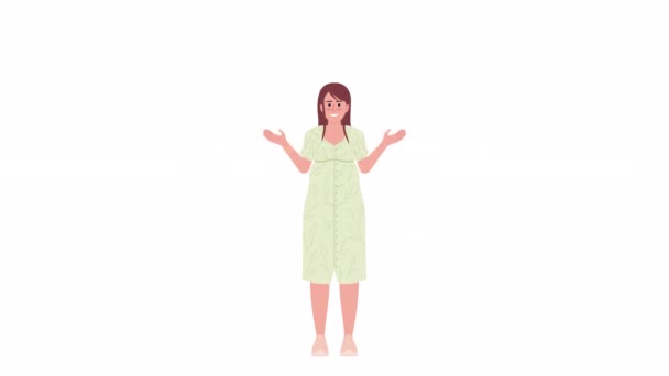 Embarazada Vestido Primavera Sonriente Mujer Embarazada Abre Los Brazos Animación — Vídeos de Stock