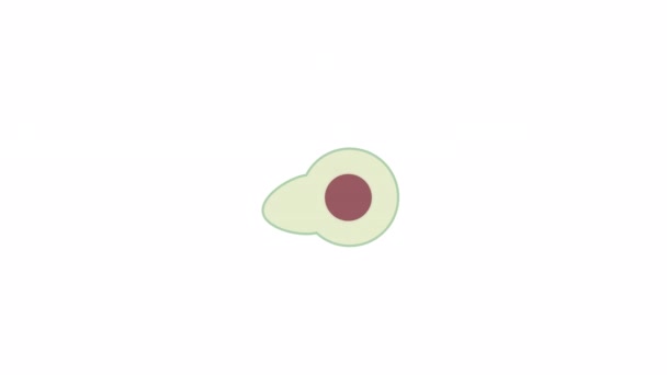 Yarısı Kesilmiş Avokado Animasyonu Taze Olgun Meyve Sağlıklı Yağ Kaynağı — Stok video