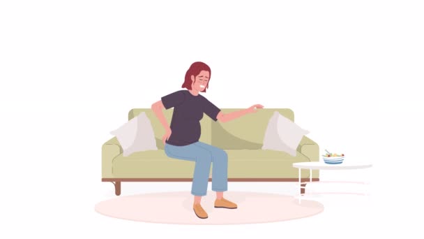 Dureri Spate Animate Timpul Sarcinii Femeia Gravidă Care Luptă Crampe — Videoclip de stoc