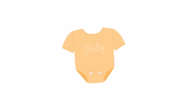 Animated Yellow Baby Romper Cute Jumpsuit Infant Girl Boy Flat — Stock Video