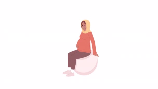 Embarazada Animada Con Balón Fitness Mujer Feliz Preparándose Para Parto — Vídeo de stock