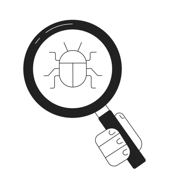 Trouver Des Bugs Dans Code Noir Blanc Concept Vectoriel Illustration — Image vectorielle