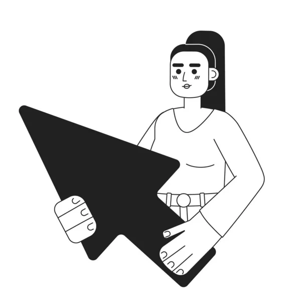 Imleci Siyah Beyaz Konsept Vektör Çizimi Olan Kadın Kullanıcı Web — Stok Vektör
