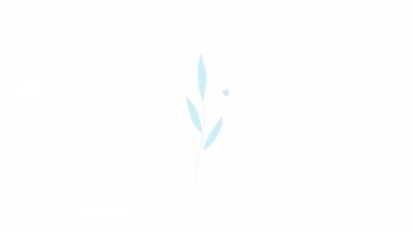 Animasyon turkuaz çimen sapı. Rüzgarda savrulan mısır bitkisi. Düz çizgi film stili 4K video görüntüsü. Beyaz arkaplanda alfa kanal şeffaflığı ile renk izole öge canlandırması
