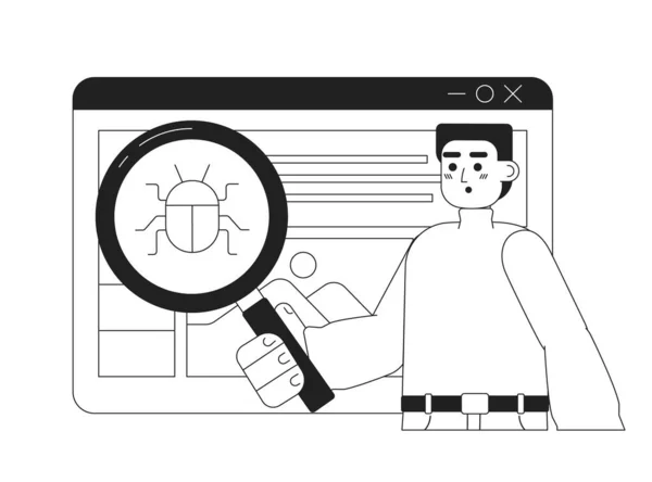 Debugging Web Application Black White Concept Vector Spot Illustration Editable — Stock Vector
