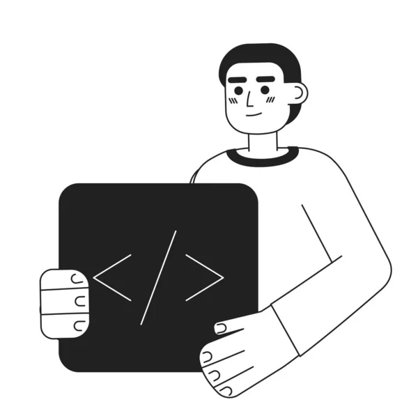 Επαγγελματική Πορεία Προγραμματιστών Ασπρόμαυρη Έννοια Διανυσματική Απεικόνιση Spot Επεξεργάσιμο Επίπεδο — Διανυσματικό Αρχείο