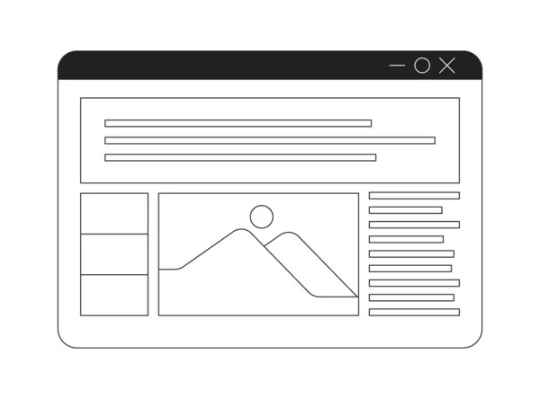 Zobrazení Článku Webové Stránce Monochromatické Ploché Vektorové Ikony Čitelnost Novin — Stockový vektor