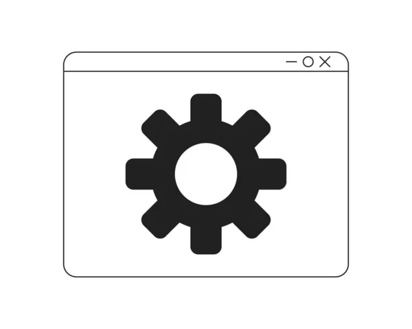 Open Webpage Settings Monochrome Flat Vector Icon Browser Page Cog — Stock Vector
