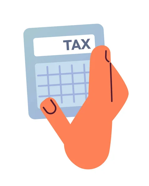 Hand Income Tax Calculator Semi Flat Color Vector Icon Return — Stock Vector