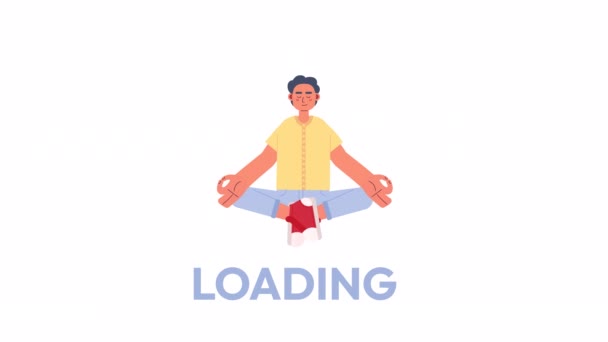 Caricatore Meditazione Animato Uomo Rilassato Posa Yoga Video Con Messaggio — Video Stock
