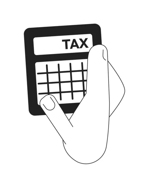 携同所得税计算器单色平面矢量图标 预算规划 可编辑的全尺寸黑白元素 用于网页平面设计和动画的简单细线艺术点画 — 图库矢量图片