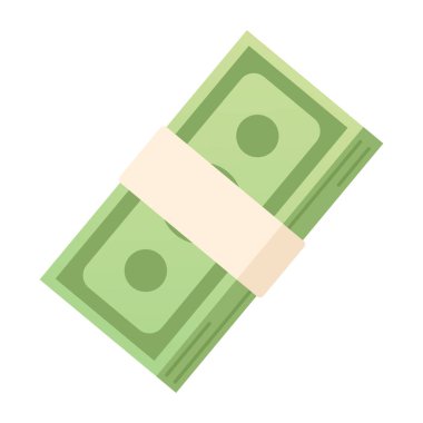 Banknotlar yarı düz renk vektör nesnesi paketler. Maaş çeki. Gelir. Düzenlenebilir simge. Beyaz üzerine tam boy element. Web grafik tasarımı ve animasyonu için basit çizgi film tarzı benek çizimi