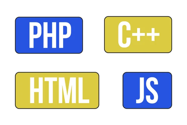 Scripting Languages Web Development Linear Flat Color Vector Icons Set — Vetor de Stock