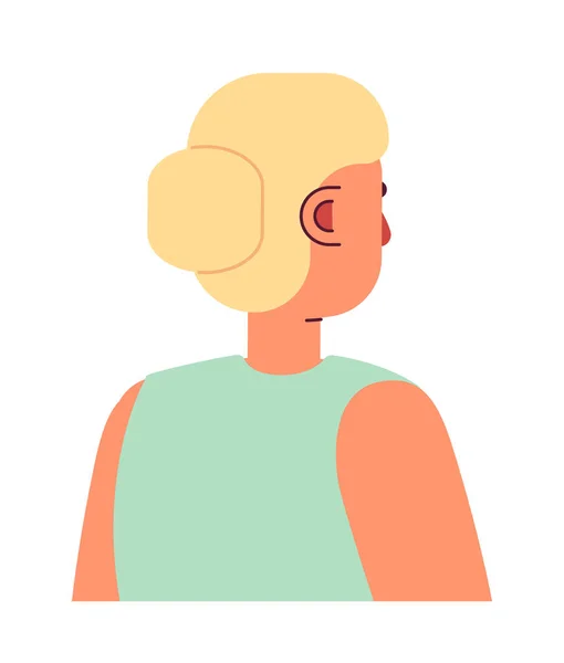 Dos Femme Blonde Avec Chignon Coiffure Semi Plat Couleur Vecteur — Image vectorielle