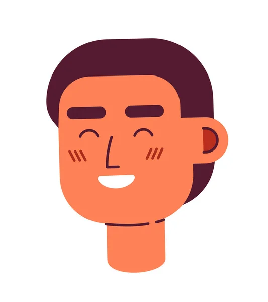 目を閉じて幸せな短い髪の男半フラットベクトル文字頭 カラフルなアバターアイコン 編集可能な漫画ユーザーの肖像画 ウェブグラフィックデザインやアニメーションのためのシンプルなカラースポットイラスト — ストックベクタ