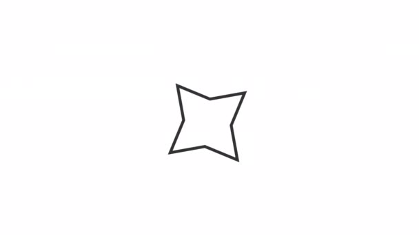 Stella Mono Scintillante Animata Segno Luminoso Splendente Video Bianco Nero — Video Stock