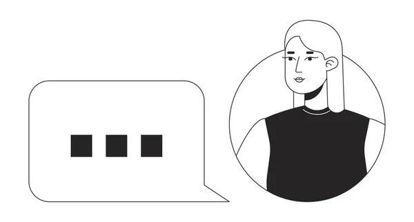 Γυναίκα Χρήστης Φούσκα Chat Ασπρόμαυρη Έννοια Διανυσματική Απεικόνιση Spot Επεξεργάσιμο — Διανυσματικό Αρχείο