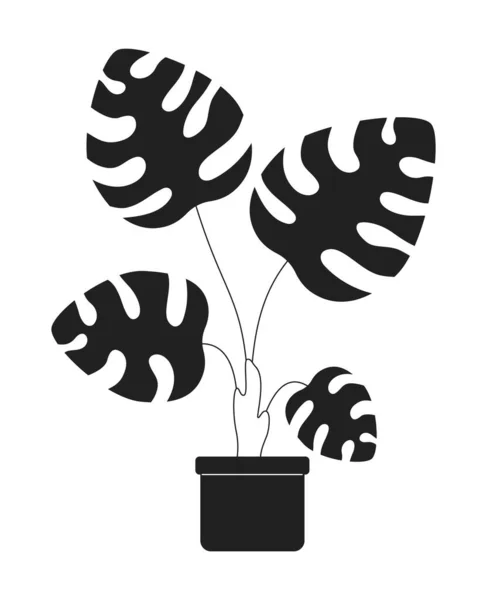 Μεγάλα Φύλλα Monstera Εσωτερικό Φυτό Μονοχρωμία Επίπεδη Διάνυσμα Αντικείμενο Επεξεργάσιμο — Διανυσματικό Αρχείο