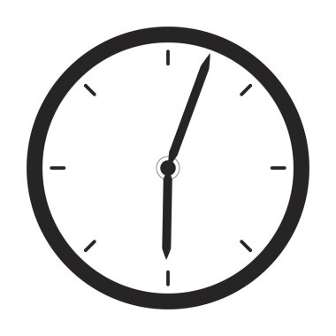 Minimalist duvar saati tek kromlu düz vektör nesnesi. Düzenlenebilir siyah beyaz simge. Tam boy element. Web grafik tasarımı ve animasyonu için basit ince çizgi resim çizimi çizimi