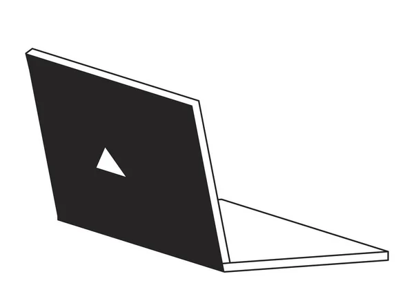 打开现代薄笔记本电脑单色平面矢量对象 笔记本电脑 可编辑的黑白图标 全尺寸的元素 用于网页平面设计和动画的简单细线艺术点画 — 图库矢量图片