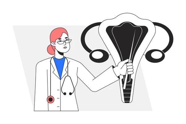Gynecology Obstetrics Flat Line Concept Vector Spot Illustration Female Gynaecologist — Stock Vector