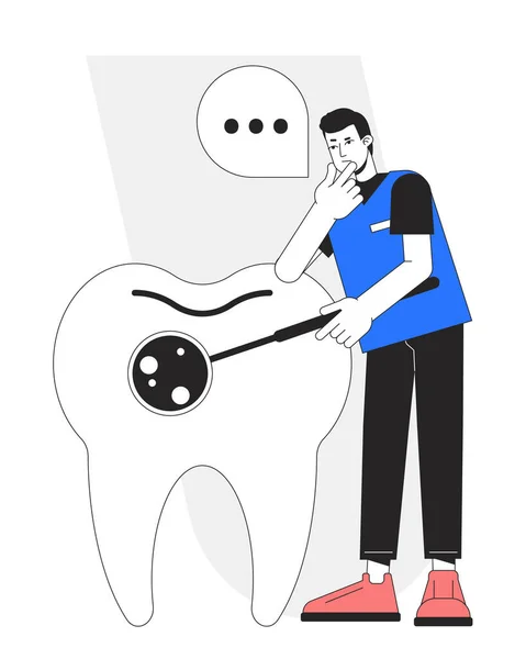 Pravidelná Kontrola Zubů Ukázka Vektorového Bodu Rovinnou Čárou Zubař Jmenování — Stockový vektor