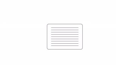 Animasyon mono kare mesaj kutusu. Not, blogda bahsedin. Web tasarımı için siyah beyaz çizgi simgesi 4K video görüntüsü. Alfa kanal şeffaflığıyla tek renkli izole düz element animasyonu