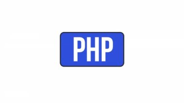 Animasyon PHP dil düğmesi. Web tasarımı için düz taslak biçim simgesi 4K video görüntüsü. Beyaz arkaplanda alfa kanal şeffaflığı ile izole edilmiş ince çizgi ögesi animasyonu betikleniyor