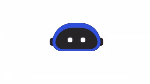 Animovaná Robotí Hlava Zářícíma Očima Ikona Plochého Stylu Obrysu Video — Stock video