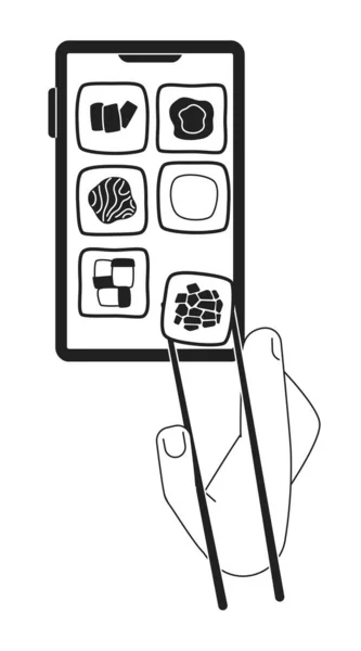 Japanese Fast Food Order Online Monochrome Conception Vector Spot Illustration — 스톡 벡터
