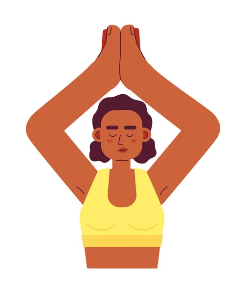 在瑜伽中伸展身体的女人呈半扁平的彩色矢量 积极的生活 可编辑的半身白种人 用于网页平面设计和动画的简单卡通画 — 图库矢量图片