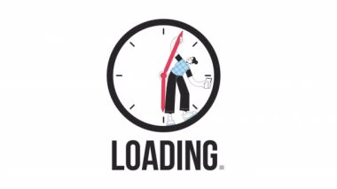 Çevrimiçi yükleyici animasyonuna zaman ayır. Aşırı ekran zamanı. 4K video görüntüsü. UI, UX web tasarımı için alfa kanal şeffaflığı ile izole edilmiş dış hat renk yükleme süreci göstergesi