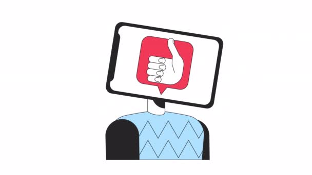 Animação Viciante Mídia Social Animado Tablet Cabeça Desenho Animado Personagem — Vídeo de Stock